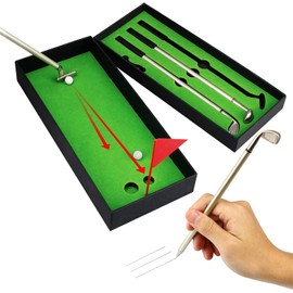 KOFULL Golf Gifts for Men Women Golf Pen Gift Set Novelty Mini Desktop Golf Model Club Pens Toys Souvenir Tour Novelty