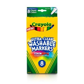 Crayola Ultra-Clean Washable Markers, Color Max, Fine Line Classic Colors 8 Ea (Pack of 12)