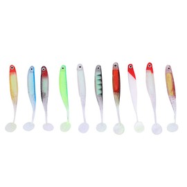 10Pcs Fishing Lures, PVC T Tail Worm Soft Baits Artificial Fishing Lure Wobblers Fishing Accessory Bait Supplies Bait Paddle Tail Swimbait Pike Bait