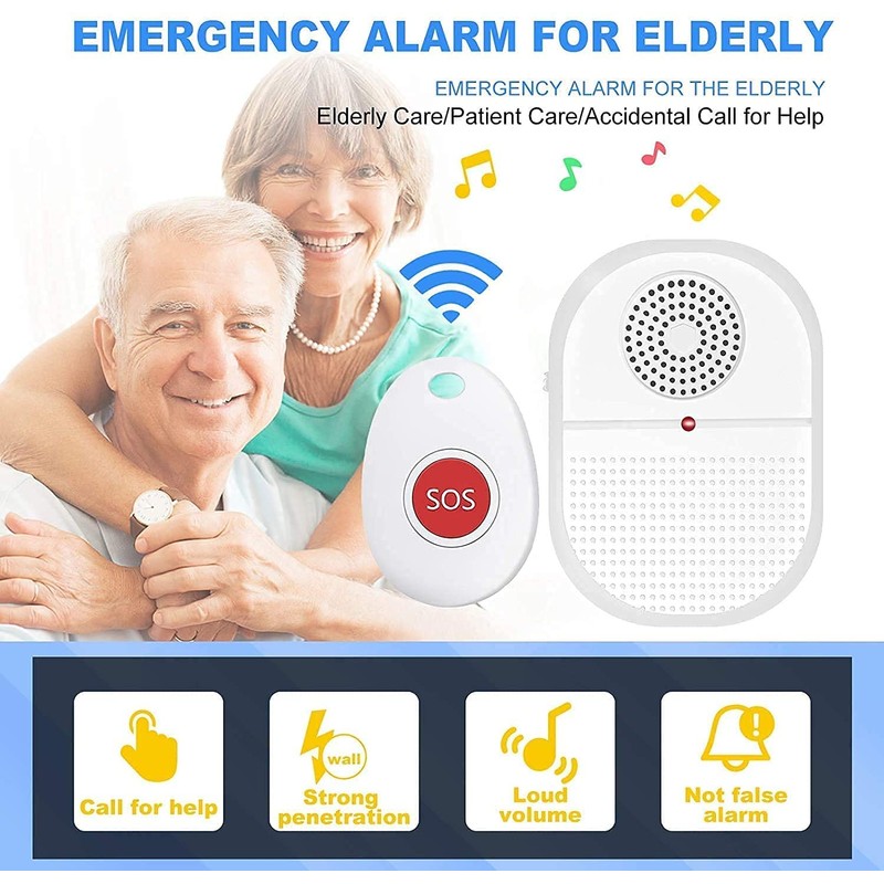 Daytech Wireless Caregiver Pager Vibration Alert System, SOS Emergency Call