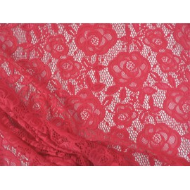 5 Yard Lot Embroidered Stretch Lace Apparel Fabric Sheer Metallic Rose Floral Red QQ24