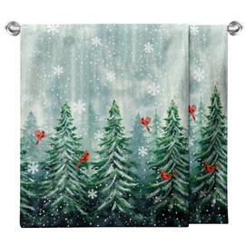 Cneztholim Winter Forest Hand Towels for Bathroom Pine Tree Cardinal Kitchen Towel Snowflakes Home Decor Dish Towels Farmhouse Soft Absorbent for Holiday Xmas Kitchen