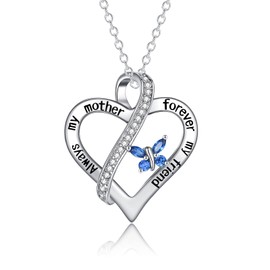 WOVEE Mother's Day Gift Necklace with Heart Pendant Mum Necklace Silver 925 & Gold-Plated Rose Gold with Gift Box Mother's Day Mum Gifts for Mother Ladies Women, Cubic Zirconia, Cubic Zirconia