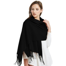VIVIAN & VINCENT Winter Fall Scarf for Women Soft Warm Pashmina Shawls and Wraps for Evening Dresses Weddings Black