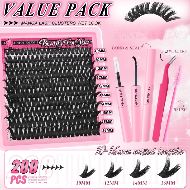 DIY Lash Extensions Kit, Volume Lash Clusters Kit Wispy Cluster
