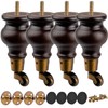TCHOSUZ 6 inch / 16cm Wooden Furniture Legs with Casters