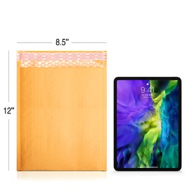 Metronic Kraft Bubble Mailers 8.5X12 Inch Yellow 500 Pack, Waterproof Padded Envelopes,Self-Seal Bubble Mailers Cushioning Bubble Envelopes for Shipping,Jewelry Makeup Supplies, Packaging Bulk