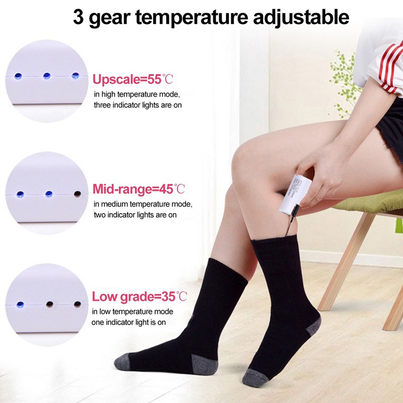 Outdoor Electric Heating Socks Rechargeable Heating Foot Warming Socks Temperature