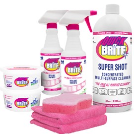 Quick 'n Brite Eco-Friendly Cleaning Supplies Kit - All Purpose Cleaner with Cleaning Paste & Concentrate - Non-Toxic, Powerful Cleaner Includes Sponge - Versatile Solution for Home & Office