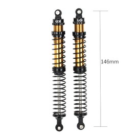 LCX Racing 1/10th RC Crawler Car 2PCS Metal Suspension Shock Absorber Damper for RC Rock RC Crawler RC Truck Car Axial RBX10 Ryft AXI03005 AXI03009, Upgrades Parts Accessories (Black, 146mm)
