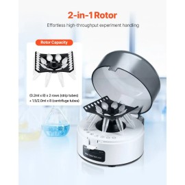 Mini Electric Laboratory Centrifuge Machine 3013xg RCFO 2-in-1 Rotor 0.2/1.5/2ml Tube Capacity 3013xg RCFO Lab Mini CentrifugeMax. Capacity of a Single Unit: 2 ml