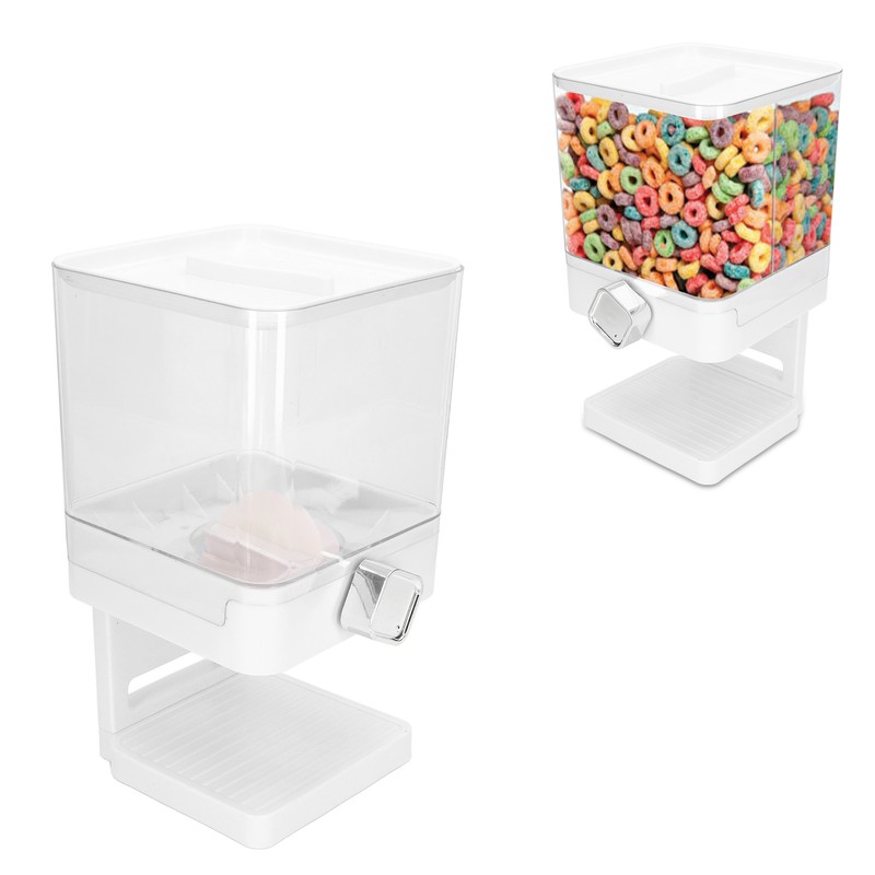 Cereal Dispenser 17.5oz Capacity Single Grid Grain Dispenser Transparent Plastic