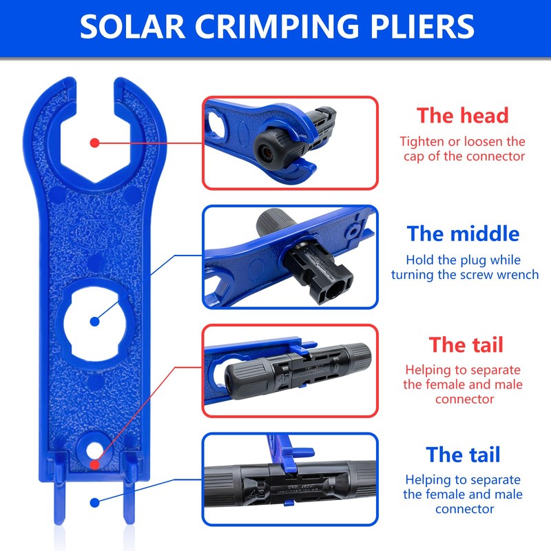 Solar Panel Connector, 60PCS Solar Crimper Tool Kit for Connecting