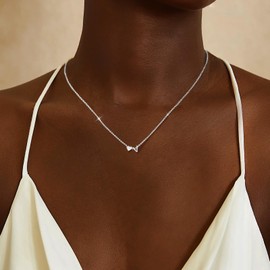 Initial Necklaces for Women Dainty Silver Heart Letter Pendant Necklace Initial Necklace for Girls Wish Lucky Jewelry Gifts A-Z Teen Girl Gifts Trendy Stuff Christmas Gifts for Teen Girls(V)