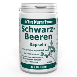 Black Berries Vegan Capsules Pack of 200 - For Supply with Blackberry Concentrate, Aronia Berry Extract and Vitamins