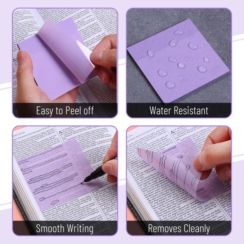 Mr. Pen- Transparent Sticky Notes, 3”x3”, Morandi Colors, 12 Pads,