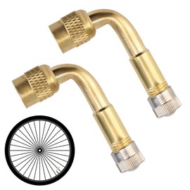 Zhowyeemeng Tire Valve Extension Adapter, 90 Degree Tyre Valve Adapter, Brass Valve Stem Extenders Compatible with Cars, Motorcycles, Bicycles (Golden, 2 Pcs)