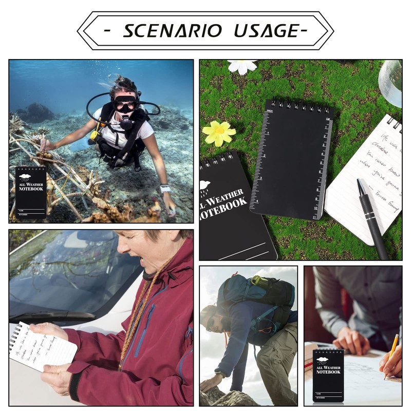 Prudiut 3 × 5" Waterproof Notepad Notebook with Weatherproof Pen