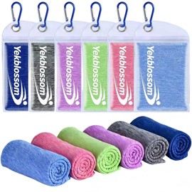 Yekblossom 6 Pack Cooling Towel, Ice Towel for Neck, Hyper-Evaporative Cooling Towels for Yoga Sports Gym Running Workout Camping Outdoor Activities（6-Color Combination）