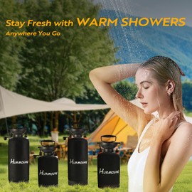 Hurmovae 2.1 Gallon/8L Portable Shower –10 Spray Modes, Nylon Insulated Sleeve for Heat Retention, Portable Beach Shower for Surfing & Hiking, Portable Water Sprayer, Camping Shower, Orange