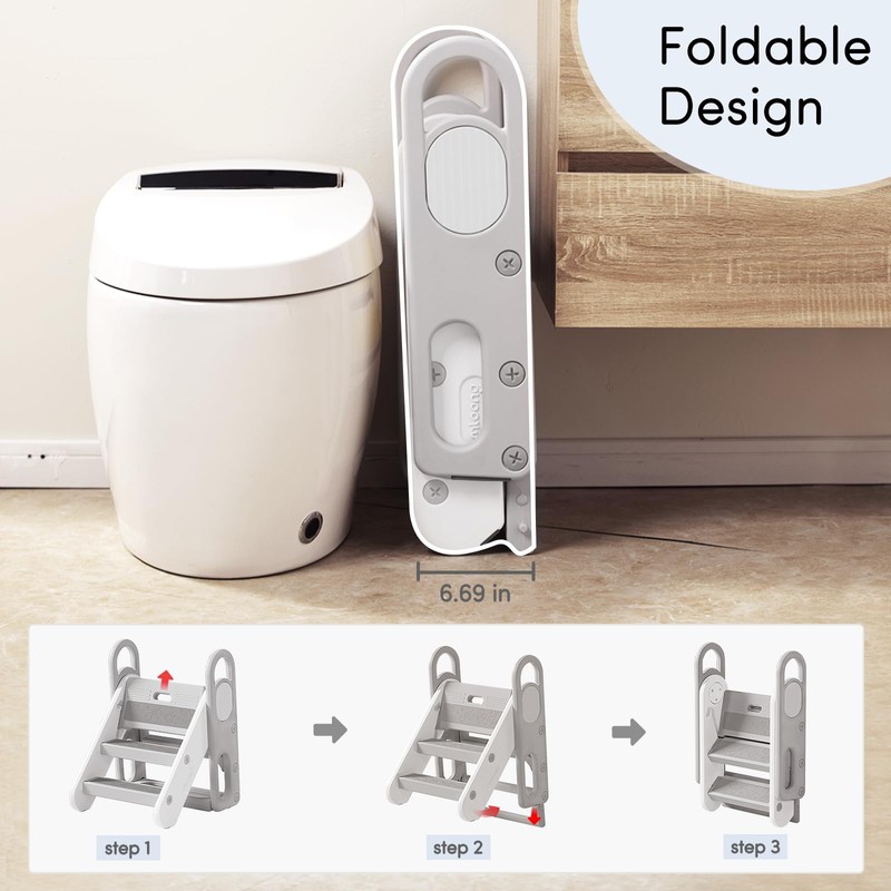 Mloong Kids Step Stool Foldable for Bathroom Sink, Easy Folding