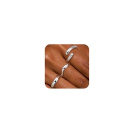 Chunky Stackable Gold Rings for Women Non Tarnish Thick 14k Gold Plated Stacking Ring Sets Dainty Thumb Band Eternity Rings Trendy Statement Minimalist Cute Rings Jewelry for Women Size 6 7 8 9 10 (Silver, 8)