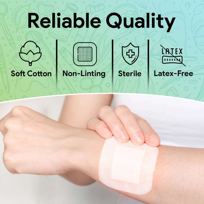 Bordered Gauze 4x4 Adhesive Bandages - Island Dressing Pads -