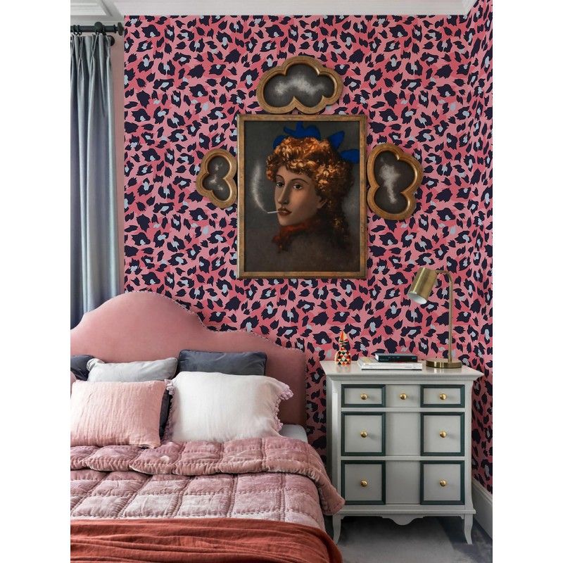 Ismoon Leopard Print Peel and Stick Wallpaper Pink Cheetah for