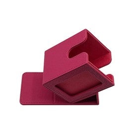 CRAFT CROWN Sliding Window Deck Case / PU Leather Deck Box / Window Included / Estimated Capacity of 80-100 Cards (Rose Red)