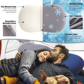 Suhedy Memory Foam Travel Pillow Camping Pillow Medium Firm Bed Pillows for Sleeping Cooling Small Pillow for Camp,Plane,Backpacking,Trip,Cool & Breathable Cover (1, Grey)