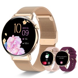 INNOFOVO Smartwatch Damen Rund, 1,32 Zoll Touchscreen Smart Watch Damen mit Telefonfunktion 19 Sportmodi Fitnessuhr Damen IP67 Wasserdicht Sportuhr mit Pulsschlag Schlafmonitor Schrittzähler