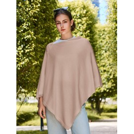Lacretazhi Women'S Shawl Wraps Poncho Sweater Lightweight Knit Scarf With Buttons Versatile Cape Cardigan Spring Summer Fall(Khaki)