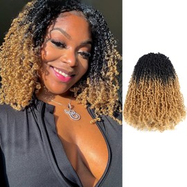 GIX Yanky Twist Crochet Hair - 6 Inch 8 Packs (240 Strands) Ombre Blonde Pre-twisted Fluffy Spring Mini Twist Short Bob Passion Twist, Crochet Braids Braiding Hair (6 Inch, OT27-8P)