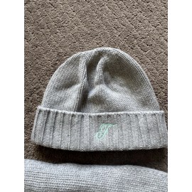 Tiffany & Co Cashmere Embroidered Scarf And Beanie Grey Onesize