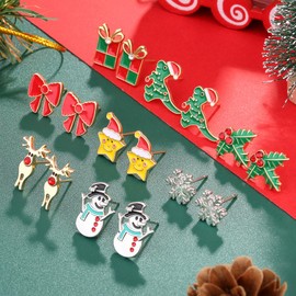 24 Pairs Christmas Earrings for Women Teen Girls Hypoallergenic Christmas Tree Bow Snowflake Snowman Candy Cane Bell Earrings Christmas Holiday Jewelry Xmas Earrings Bulk for Women