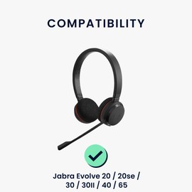 kwmobile Ear Pads Compatible with Jabra Evolve 20 / 20se / 30 / 30II / 40/65 Earpads - 2x Replacement for Headphones - Grey