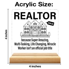 Realtor Gifts, Appreciation Gifts for Realtor Real Estate Agent Broker, Realtor Acrylic Plaque Sign with Wooden Stand Home Office Decor0518
