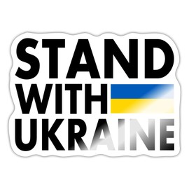 Spreadshirt Stand With Ukraine Flag Peace Peace Saying Sticker, Max. 10 x 10 cm, 10 x 10 cm, Glossy White