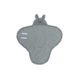 Jollein Baby Einschlagdecke - Bunny, Sea Green - Mit Ohren Und Häschengesicht - 100% Polyester - 100x105cm - Wickeldecke für Babys