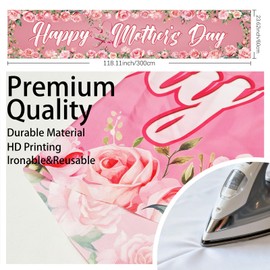 Large Happy Mothers Day Decorations Mother’s Day Yard Sign Banner Pink and Red Flowers est Mom Lawn Decor Party Supplies for Indoor Outdoor Garden Fence Balcony Welcome Home Decor