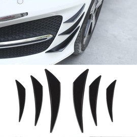 gunhunt Pack-6 Car Spoiler Canards Kit, Body Anti-Collision Diffuser, Exterior Soft Rubber Decorative Stickers, Car Universal Auto Front Bumper Lip Splitter (Glossy Black)