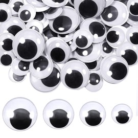 TOAOB 100 Pieces Black Plastic Wiggle Eyes Stickers Round 24mm 30mm 35mm 40mm for Craft Collage Eyes Dolls Accessories DIY Scrapbooking Arts Craft Decorations