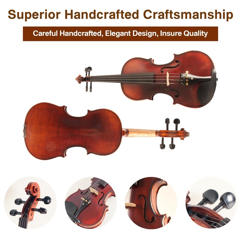 Ceciliec 4/4 Violin, Acoustic Full Size Violin for Beginners Kids
