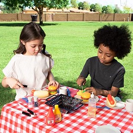 Play-Act Juego de 27 Piezas de Parrilla para Barbacoa para niños, Juego de Parrilla, Cocina de Juguete para niña, Juegos de Cocina para niños