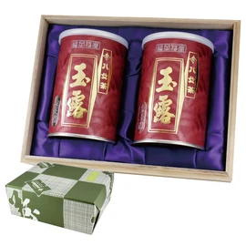 Yame Gyokuro in a Wooden Box, 100 g x 2 Cans, 3.5 oz (100 g) x 2 Cans, Iwasakien Seisha, Kyushu, Fukuoka, Yame Gyokuro, 100% Tea Leaves, Present, Souvenir, Tea Canister