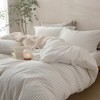 BDEAR Pinstripe Duvet Cover Queen Size 90x90in, 100% Washed Cotton