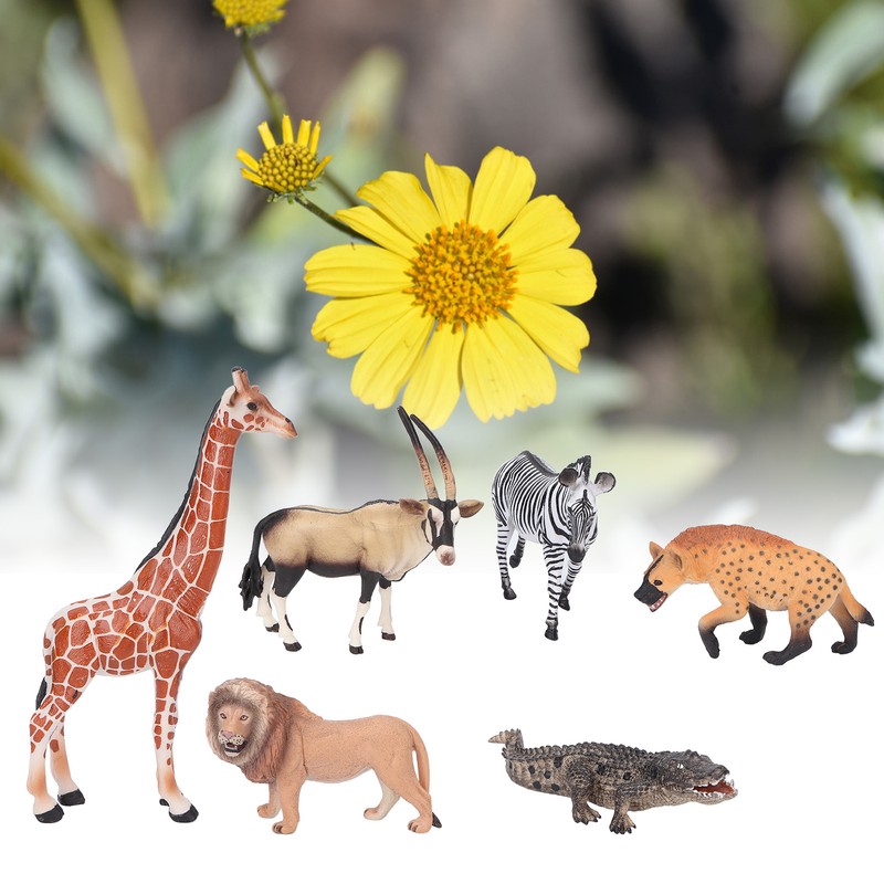 6Pcs Animals Toys Set Simulation Vivid Wild Jungle Zoo Plastic