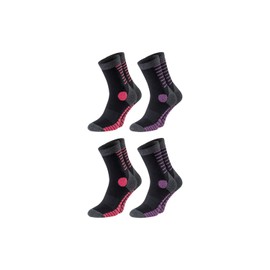 ChiliLifestyle Socks Function Trekking Hiking Hike 4 Pairs for Men and Women Cotton, black