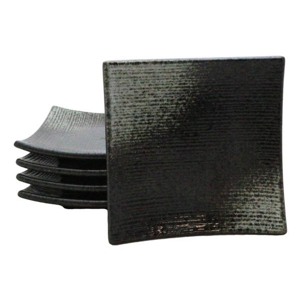 Pack Of 5 Charcoal Grey Hakumu Collection Square Appetizer Dessert