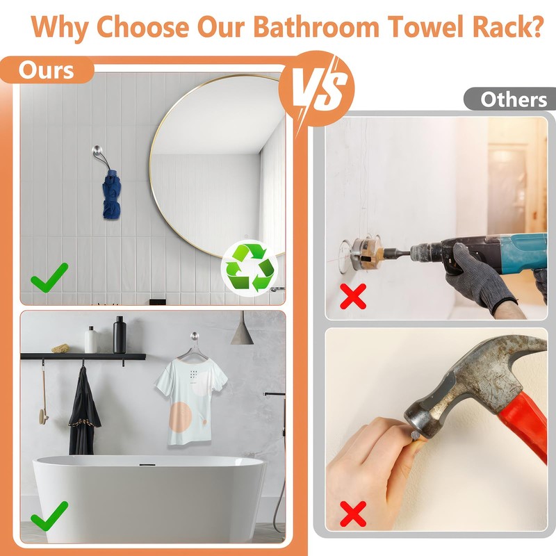 OUZHOU 4 Pack Suction Hooks, No Drill Hooks Stainless Steel